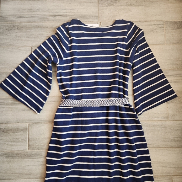 Tommy Bahama Midi Dress XL Navy Blue Cotton Sun Harbor Striped Kaftan New $200 - Picture 13 of 16